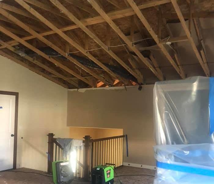 ceiling removed because of water damage