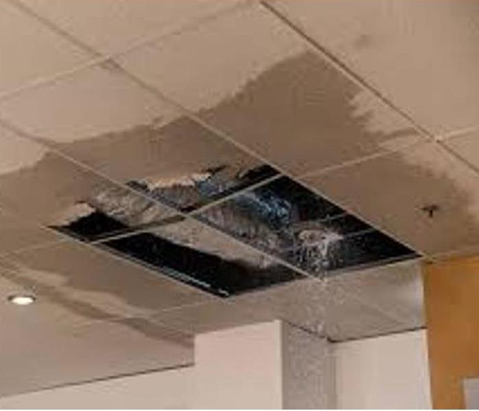 water damage on office ceiling tiles 