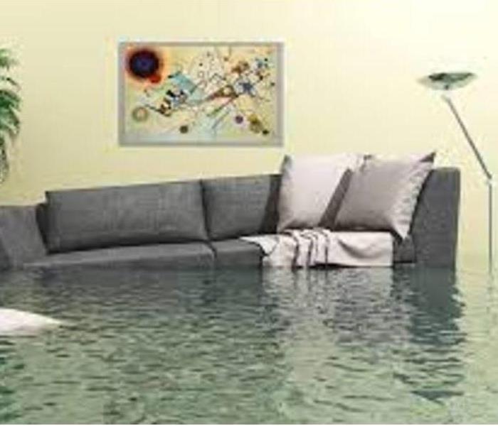 Flooded living room of an apartment